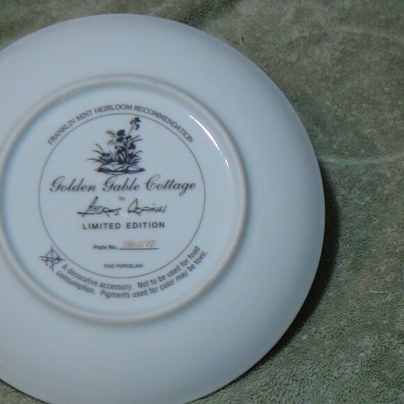 Franklin Mint “Golden Gable Cottage” L.E. Porcelain 8" Plate By Andres Orpinas - Picture 4 of 11